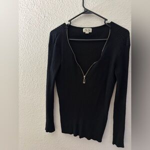 Per Se Black V-Neck Sweater